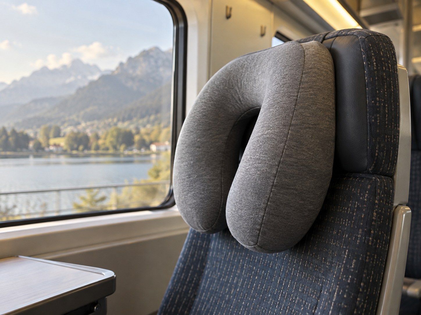 Reisekissen auf einem aufrechten Zugsitz